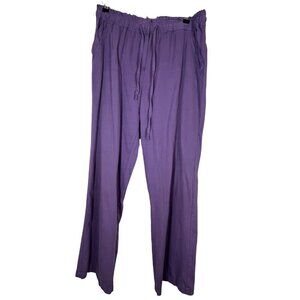 Lantana Casual Pant M Purple Ribbed Wide Leg Loungewear Preppy Chic Boho Neutral